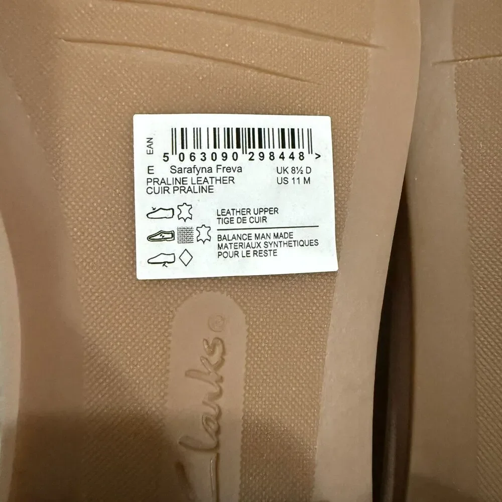 NIB CLARKS Sarafyna Freva Leather Flat Women US Size‎ 11 M Praline Career Office